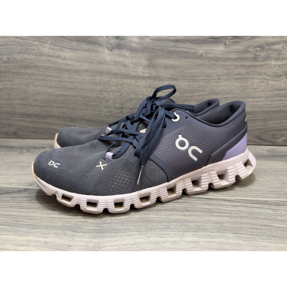 On Cloud X 3 Blue Purple Running Sneakers Size 9 Women's Walking Comfort